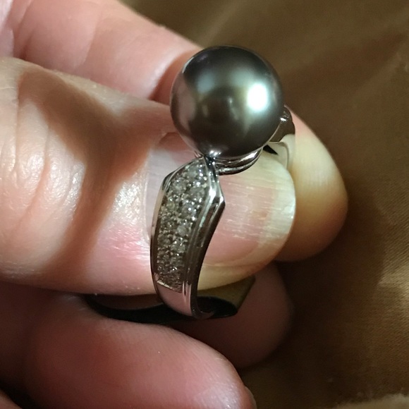NWOT Black Cultured Pearl Ring - Picture 3 of 8